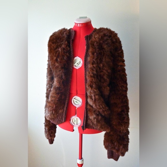 SOLD Vintage BARLOW Luxury Knitted Rabbit Fur Jacket FRANCE - Picture 3 of 9